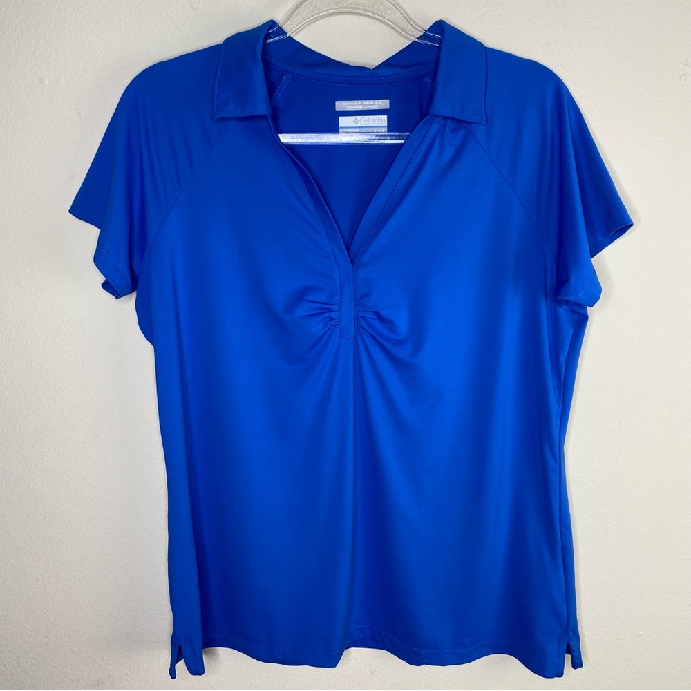 Columbia Omni freeze & cooling short sleeve v neck  blue top womens size XL